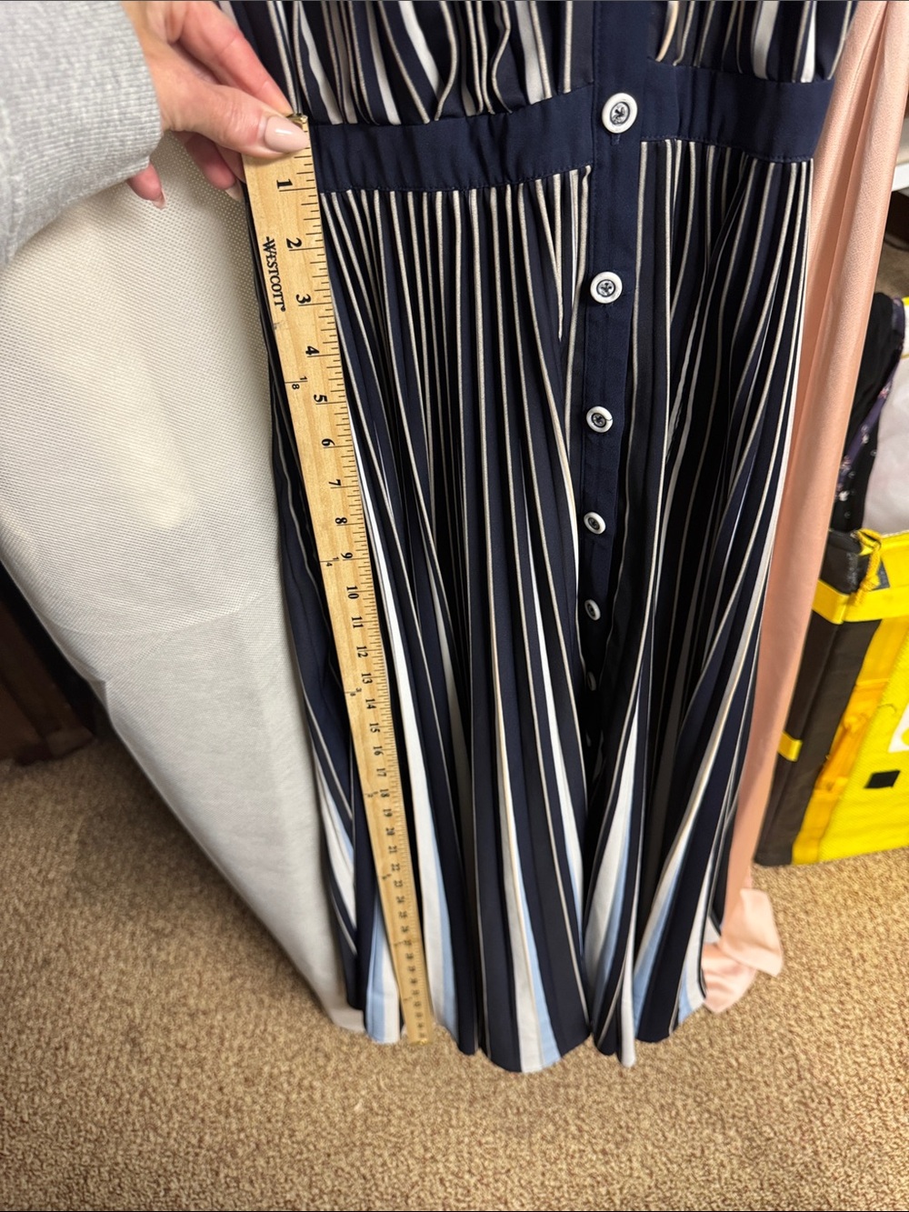 Anthropologie Navy White Striped Halter Maxi Dress Size S - Picture 7 of 8